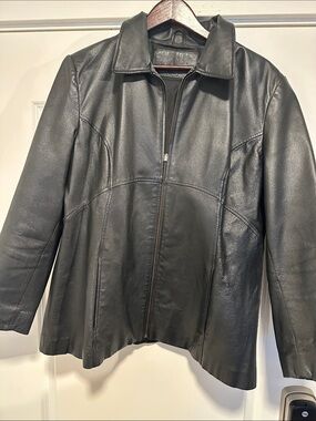 Jacqueline Ferrar Black Leather Zip Jacket